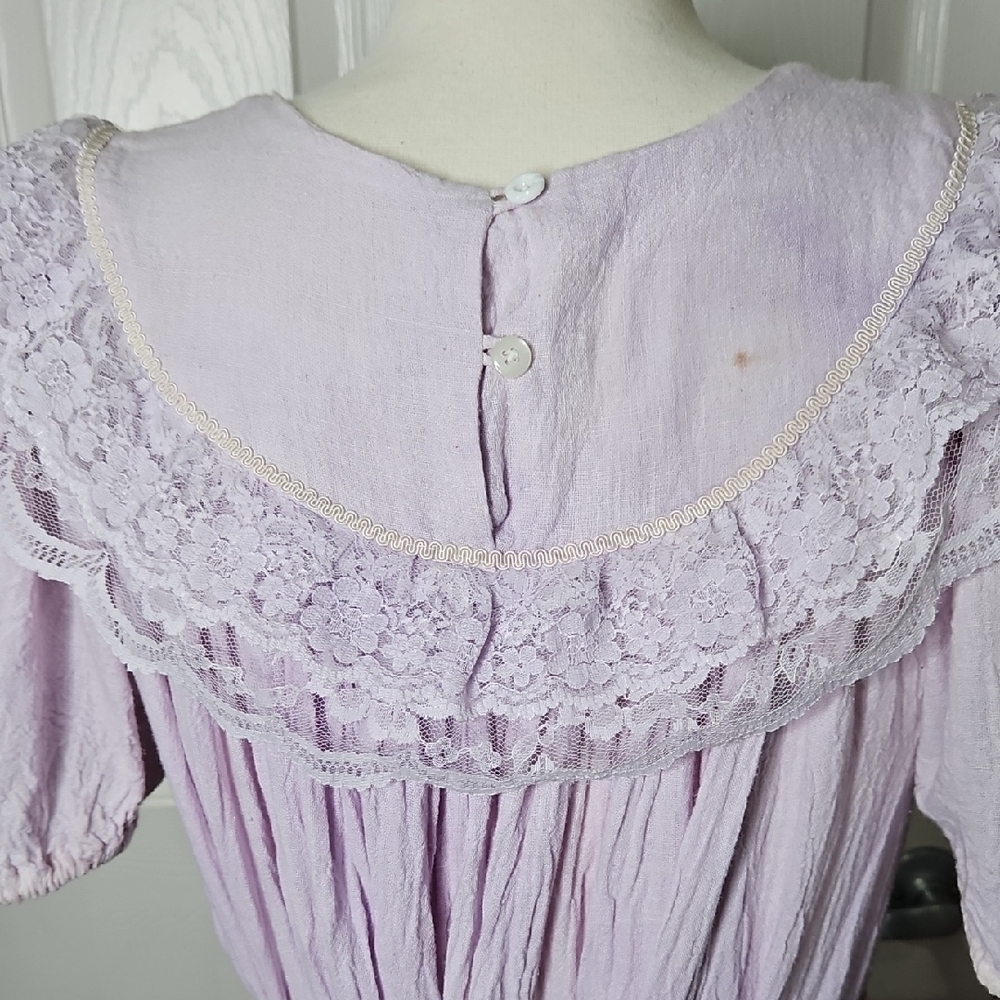 Vintage Boho Lace Ruffled Ombre Lavender Lace Baby Doll Dress Size Small Medium - Picture 7 of 16